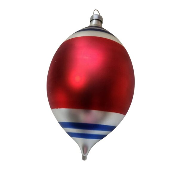 Christmas Ornaments Set Of 2 Reflector Indents Stripes red blue gold holiday - Picture 5 of 6